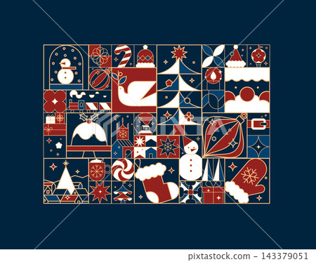 Christmas poster art deco blue Christmas poster art deco blue 143379051
