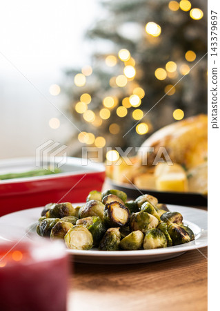 Roasted Brussels sprouts. Roasted Brussels sprouts. 143379697