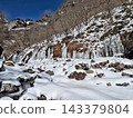白雪皚皚的山谷籠罩在嚴冬的寂靜之中，冰柱聳立，景色壯麗，令人嘆為觀止，喚起人們對大自然的神秘感。 143379804