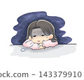 A pale, depressed woman sighing deeply, feeling unwell or experiencing vague symptoms. 143379910
