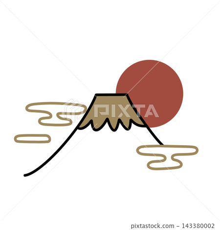Mount Fuji and Rising Sun Japanese New Year Illustration Mount Fuji and Rising Sun Japanese New Year Illustration 143380002