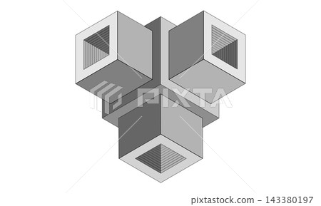 3D geoemtric logo design, optical illusion, extrusion technology of cubes, three dimensional symbol in monochrome colors for your business or company, vector illustration isolated on white background 3D geoemtric logo design, optical illusion, extrusion technology of cubes, three dimensional symbol in monochrome colors for your business or company, vector illustration isolated on white background 143380197