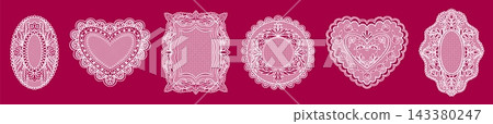 Vintage lace doily frames with delicate borders Vintage lace doily frames with delicate borders 143380247