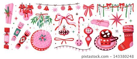 Christmas vector illustrations in trendy style 143380248