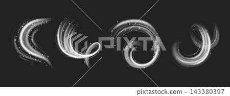 Realistic set of magic snow swirls Realistic set of magic snow swirls 143380397