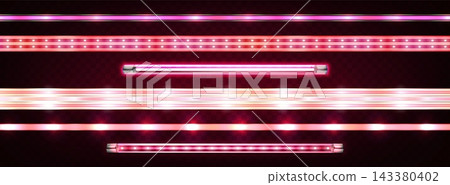 Vibrant LED strip lights with neon glow effects. Vibrant LED strip lights with neon glow effects. 143380402