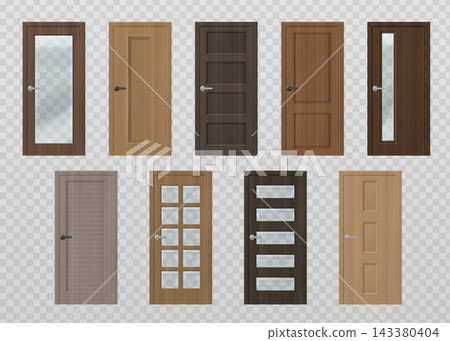 Modern wooden doors with realistic texture 143380404
