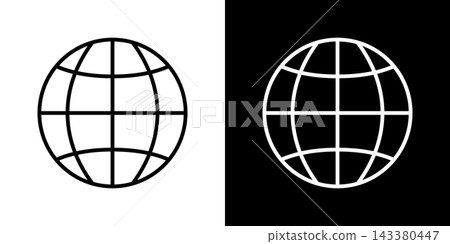 Globe Line Icon Set. Global Connectivity, Worldwide Network, And International Communication Outline Symbol Collection. Editable Stroke. Isolated Vector Illustration 143380447