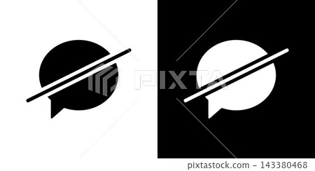 Speech Bubble With Slash Solid Icon Set. Mute, Silence, And No Communication Silhouette Symbol Collection. Communication Restriction Concept. Isolated Vector Illustration Speech Bubble With Slash Solid Icon Set. Mute, Silence, And No Communication Silhouette Symbol Collection. Communication Restriction Concept. Isolated Vector Illustration 143380468