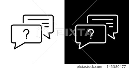 Speech Bubbles With Question Mark Line Icon Set. Customer Support, Inquiry, And Communication Outline Symbol Collection. Chat Assistance And Faq. Editable Stroke. Isolated Vector Illustration 143380477