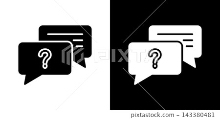 Question And Answer Speech Bubbles Solid Icon Set. Communication, Inquiry, And Customer Support Silhouette Symbol Collection. Chat Interface Design. Isolated Vector Illustration 143380481