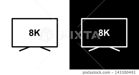 8K Television Screen Line Icon Set. Ultra High Definition Display Technology Outline Symbol Collection. Isolated Vector Illustration 8K Television Screen Line Icon Set. Ultra High Definition Display Technology Outline Symbol Collection. Isolated Vector Illustration 143380491