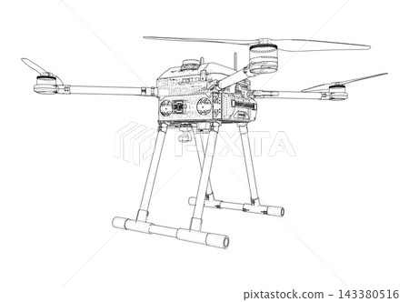 drone illustration wireframe design. Vector drone illustration wireframe design. Vector 143380516