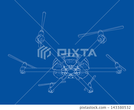 drone blueprint illustration. Vector drone blueprint illustration. Vector 143380532
