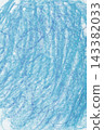 Blue oil pastel scribble texture on paper top view. Vertical background of hand drawn crayon shading and wax strokes on white paper. 143382033