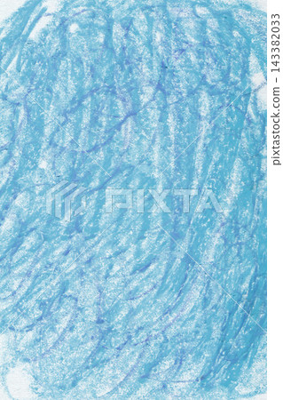 Blue oil pastel scribble texture on paper top view. Vertical background of hand drawn crayon shading and wax strokes on white paper. Blue oil pastel scribble texture on paper top view. Vertical background of hand drawn crayon shading and wax strokes on white paper. 143382033