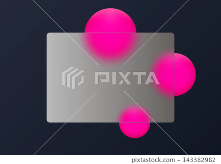 Modern abstract glass morphism background with frosted glass plate and vibrant pink spheres. Eps 10 Modern abstract glass morphism background with frosted glass plate and vibrant pink spheres. Eps 10 143382982