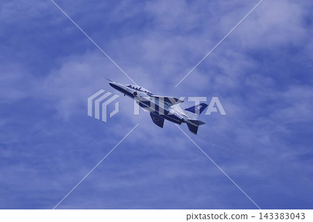 Blue Impulse aerobatic team at Matsushima Air Base conducts flight training under the autumn blue sky in Higashimatsushima City, Miyagi Prefecture. Blue Impulse aerobatic team at Matsushima Air Base conducts flight training under the autumn blue sky in Higashimatsushima City, Miyagi Prefecture. 143383043