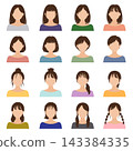 Vector illustration of a set of upper body images of women (faceless) with various hairstyles. 143384335