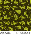 Dark Green Autumn Leaves Seamless Pattern Hand Drawn Flat Vector 143384844