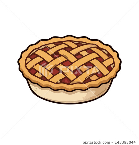 A freshly baked cherry pie with a golden lattice crust, perfect for a sweet dessert. A freshly baked cherry pie with a golden lattice crust, perfect for a sweet dessert. 143385044