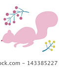 A silhouette illustration of a squirrel and autumn flowers. A silhouette illustration of a squirrel and autumn flowers. 143385227