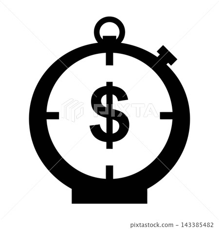 Dollar sign inside timer icon representing time is money concept Dollar sign inside timer icon representing time is money concept 143385482