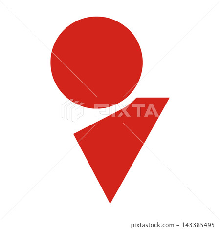 Red geometric shapes circle and triangle on white background Red geometric shapes circle and triangle on white background 143385495