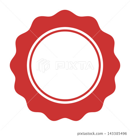Red circular gear icon with white border isolated on white background 143385496