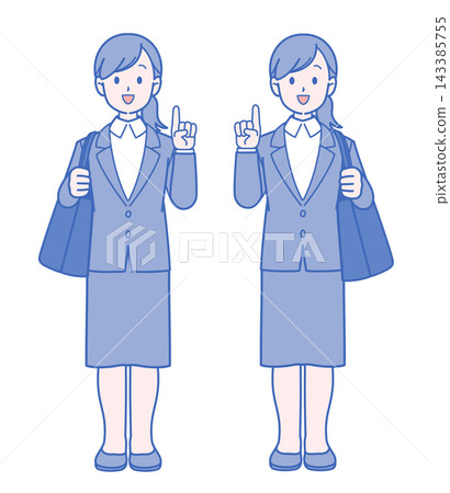 Illustration of a woman in a suit Illustration of a woman in a suit 143385755