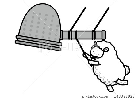 A monochrome illustration of a sheep ringing the New Year's Eve bell. A monochrome illustration of a sheep ringing the New Year's Eve bell. 143385923