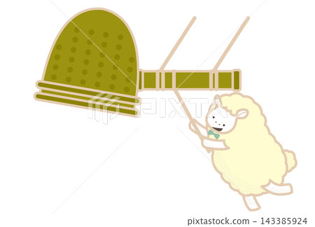 A color illustration of a sheep ringing the New Year's Eve bell. A color illustration of a sheep ringing the New Year's Eve bell. 143385924