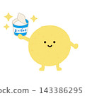 Cute beneficial bacteria holding hand-drawn yogurt (intestinal bacteria) 143386295