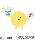 Cute beneficial bacteria holding hand-drawn yogurt (intestinal bacteria) 143386296