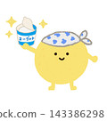 Cute beneficial bacteria holding hand-drawn yogurt (intestinal bacteria) 143386298