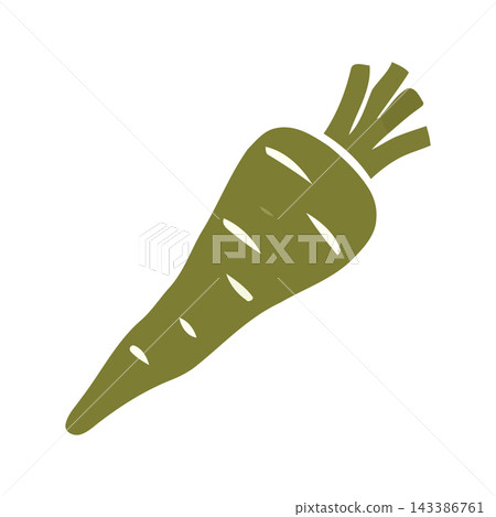 A stylized green carrot icon, representing a healthy, organic vegetable, perfect for food-related designs. 143386761