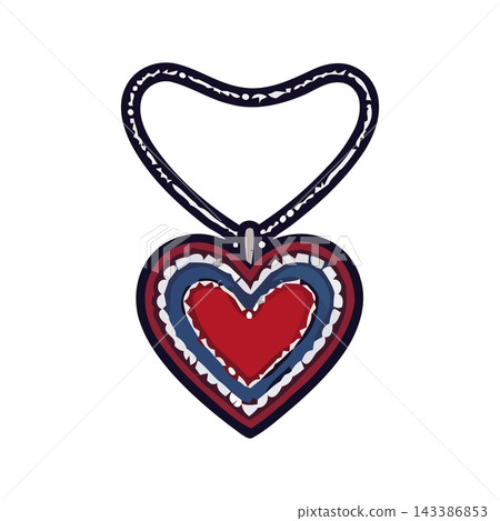 A charming, hand-drawn illustration of a layered heart-shaped pendant necklace, perfect for expressing love and affection. A charming, hand-drawn illustration of a layered heart-shaped pendant necklace, perfect for expressing love and affection. 143386853
