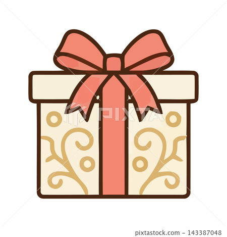 A charming gift box with an ornate pattern and a vibrant pink ribbon, perfect for celebrations and surprises. A charming gift box with an ornate pattern and a vibrant pink ribbon, perfect for celebrations and surprises. 143387048