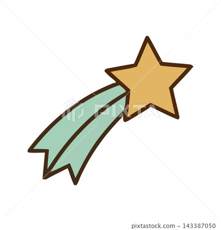 A simple, cartoon-style illustration of a shooting star with a light blue tail against a white background. A simple, cartoon-style illustration of a shooting star with a light blue tail against a white background. 143387050