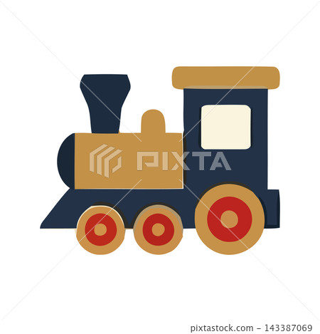 Adorable vintage toy train illustration, perfect for children's themes and educational content. 143387069
