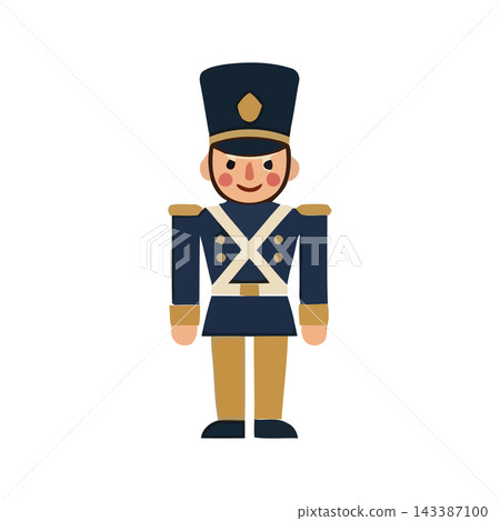 A flat design illustration of a classic Christmas nutcracker toy soldier figure. A flat design illustration of a classic Christmas nutcracker toy soldier figure. 143387100