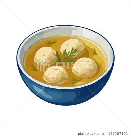 A close-up view of a comforting bowl of chicken noodle soup with fluffy dumplings and fresh parsley. A close-up view of a comforting bowl of chicken noodle soup with fluffy dumplings and fresh parsley. 143387191
