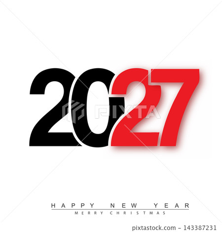 Black and Red 2027 Happy New Year Minimalist Vector Black and Red 2027 Happy New Year Minimalist Vector 143387231