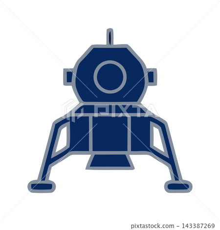 Stylized blue icon of a lunar lander, representing space exploration and technology. Stylized blue icon of a lunar lander, representing space exploration and technology. 143387269