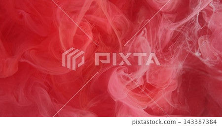 Cloud mix. Fog fluid. Red ink fume swirl explosion underwater. Art color blur texture abstract background pigment curl blow liquid. Cloud mix. Fog fluid. Red ink fume swirl explosion underwater. Art color blur texture abstract background pigment curl blow liquid. 143387384