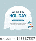 Korean Winter Holiday Notice Template with Blue Igloo and Snowman Illustration 143387557