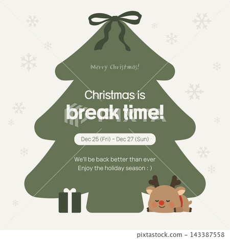 Korean Christmas Holiday Notice Template with Green Tree and Reindeer Illustration Korean Christmas Holiday Notice Template with Green Tree and Reindeer Illustration 143387558