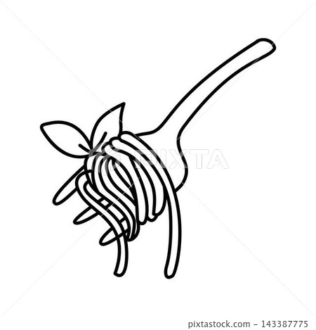 line art of spaghetti on fork line art of spaghetti on fork 143387775