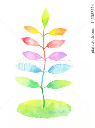 Colorful leaves painted in watercolor Colorful leaves painted in watercolor 143387834
