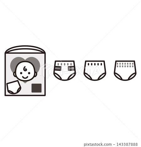 Diaper illustration set Diaper illustration set 143387888
